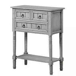 Kirklands Home Accent & End Tables|Light 3-Drawer Turned Legs Accent Table Gray