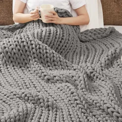 Light Hand Made Chunky Double Knit Blanket Blankets & Throws