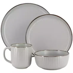 Kirklands Home Dinnerware|Light Leo Stoneware 16-pc. Dinnerware Set Gray