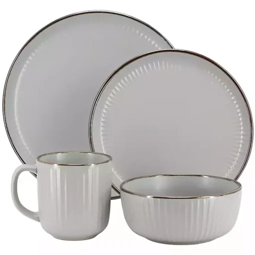 Kirklands Home Dinnerware|Light Leo Stoneware 16-pc. Dinnerware Set Gray
