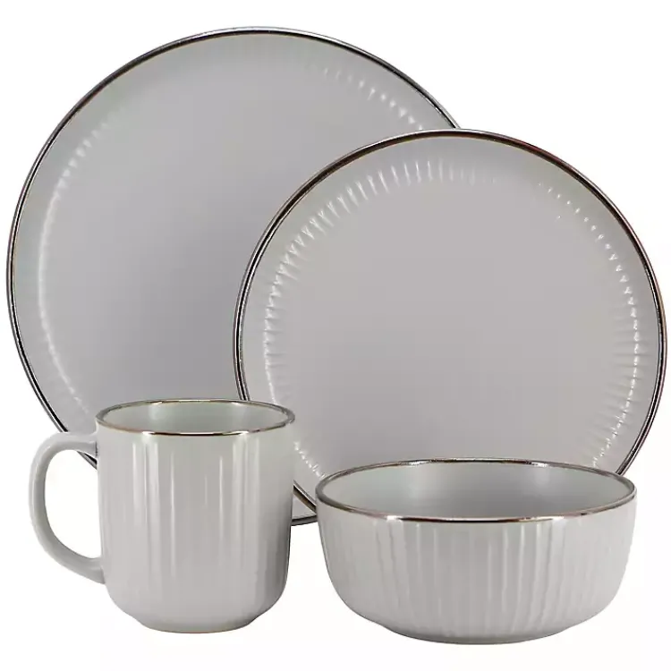 Kirklands Home Dinnerware|Light Leo Stoneware 16-pc. Dinnerware Set Gray