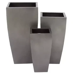 Kirklands Home Planters|Light Metal Round Tapered Planters, Set of 3 Gray