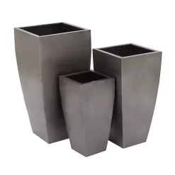 Kirklands Home Planters|Light Metal Round Tapered Planters, Set of 3 Gray