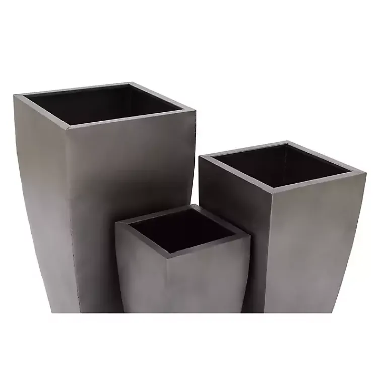 Kirklands Home Planters|Light Metal Round Tapered Planters, Set of 3 Gray