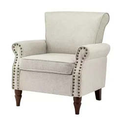 Kirklands Home Accent Chairs|Light Miriam Nailhead Trim Armchair Gray