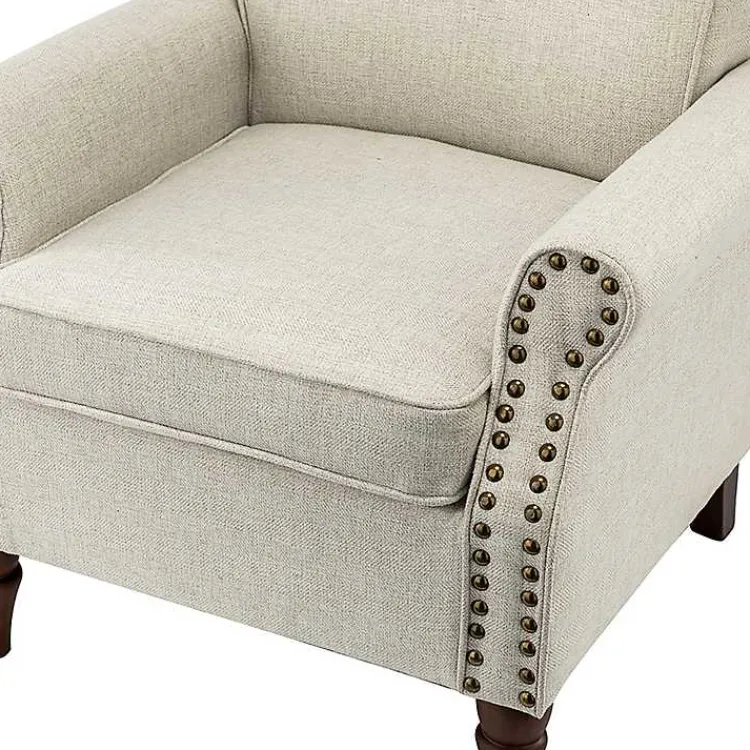Kirklands Home Accent Chairs|Light Miriam Nailhead Trim Armchair Gray