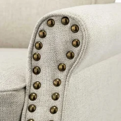Kirklands Home Accent Chairs|Light Miriam Nailhead Trim Armchair Gray