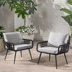 Kirklands Home Outdoor Seating|Light Gray Rope Frame 2-pc. Outdoor Arm Chair Set