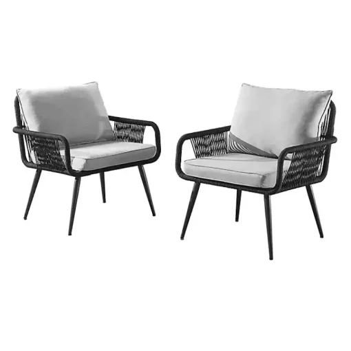 Kirklands Home Outdoor Seating|Light Gray Rope Frame 2-pc. Outdoor Arm Chair Set