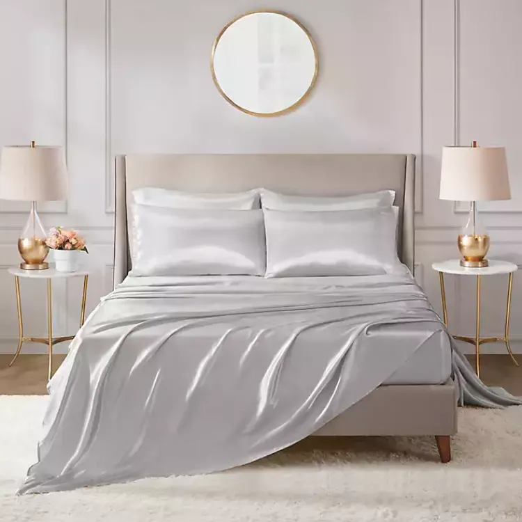 Kirklands Home Bed Sheets|Light Satin 6-pc. Full Sheet Set Gray