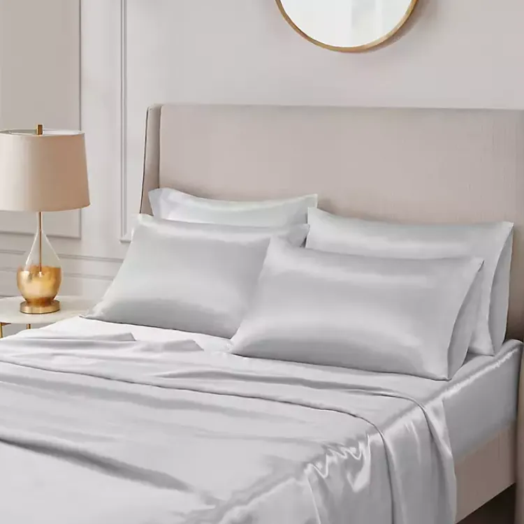 Kirklands Home Bed Sheets|Light Satin 6-pc. Full Sheet Set Gray