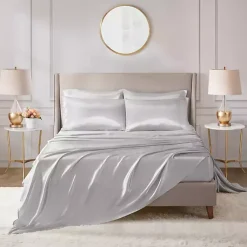 Kirklands Home Bed Sheets|Light Satin 6-pc. Queen Sheet Set Gray