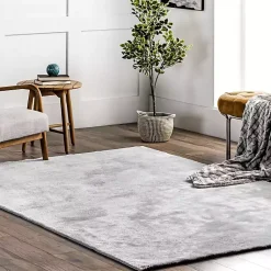 Kirklands Home Area Rugs|Light Gray Shag Washable Area Rug, 5x8