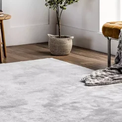 Kirklands Home Area Rugs|Light Gray Shag Washable Area Rug, 5x8