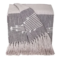 Online Light Slub Striped Tassel Throw Blankets & Throws