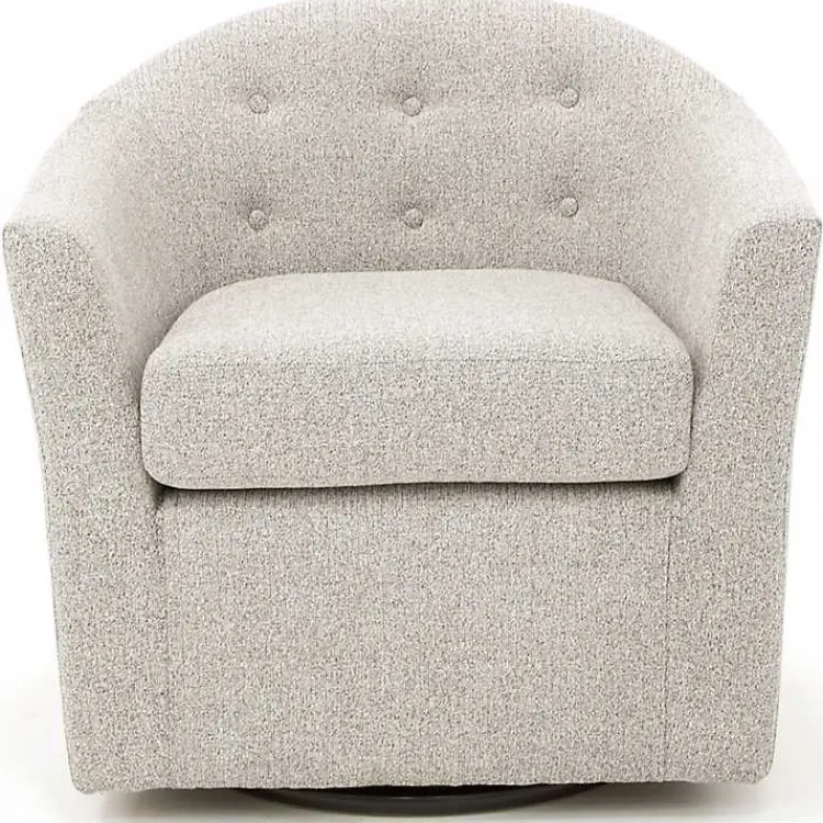 Kirklands Home Accent Chairs|Light Tufted Swivel Barrel Accent Chair Gray
