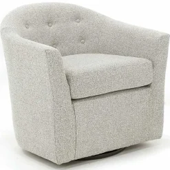 Kirklands Home Accent Chairs|Light Tufted Swivel Barrel Accent Chair Gray