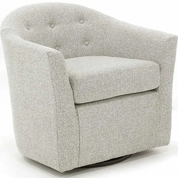 Kirklands Home Accent Chairs|Light Tufted Swivel Barrel Accent Chair Gray