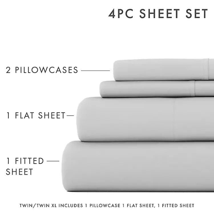 Kirklands Home Bed Sheets|Light Ultra Soft 4-pc. Full Sheet Set Gray