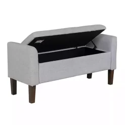 Kirklands Home Benches & Ottomans|Light Upholstered Blaire Storage Bench Gray