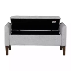 Kirklands Home Benches & Ottomans|Light Upholstered Blaire Storage Bench Gray