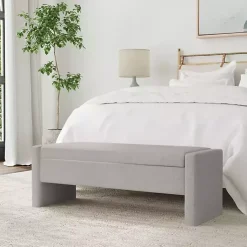 Kirklands Home Benches & Ottomans|Light Upholstered Modern Storage Bench Gray