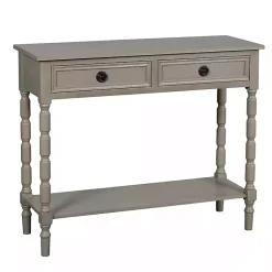 Kirklands Home Console Tables|Light Wood 2-Drawer Barrett Console Table Gray