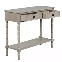 Kirklands Home Console Tables|Light Wood 2-Drawer Barrett Console Table Gray