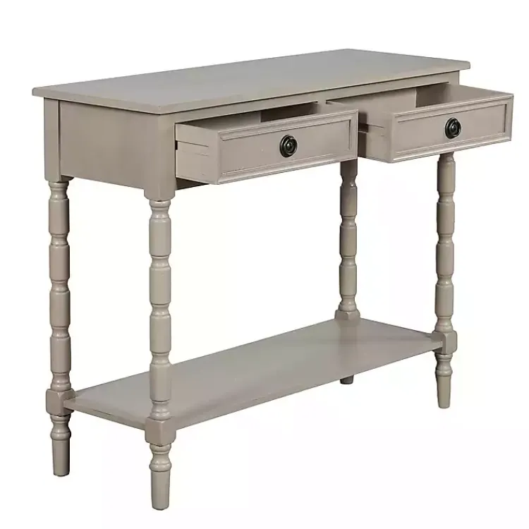 Kirklands Home Console Tables|Light Wood 2-Drawer Barrett Console Table Gray