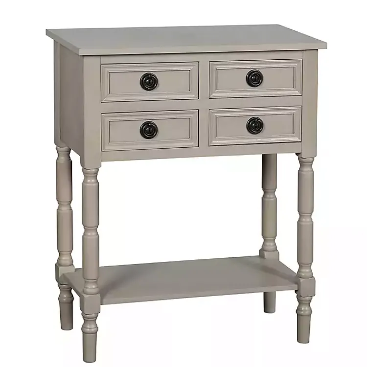 Kirklands Home Console Tables|Light Wood 4-Drawer Barrett Console Table Gray