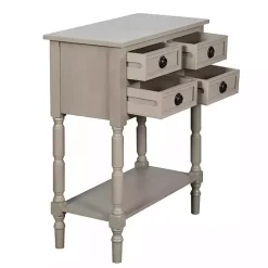 Kirklands Home Console Tables|Light Wood 4-Drawer Barrett Console Table Gray