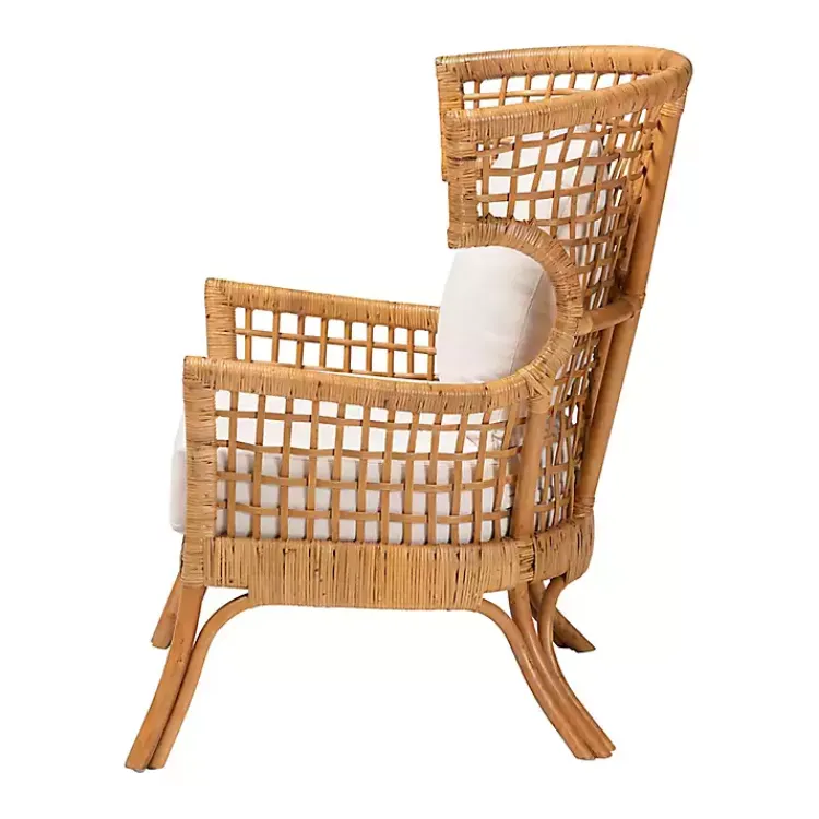 Kirklands Home Accent Chairs|Light Honey Rattan Curved Accent Chair Ivory