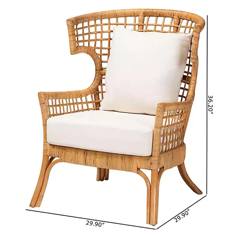 Kirklands Home Accent Chairs|Light Honey Rattan Curved Accent Chair Ivory