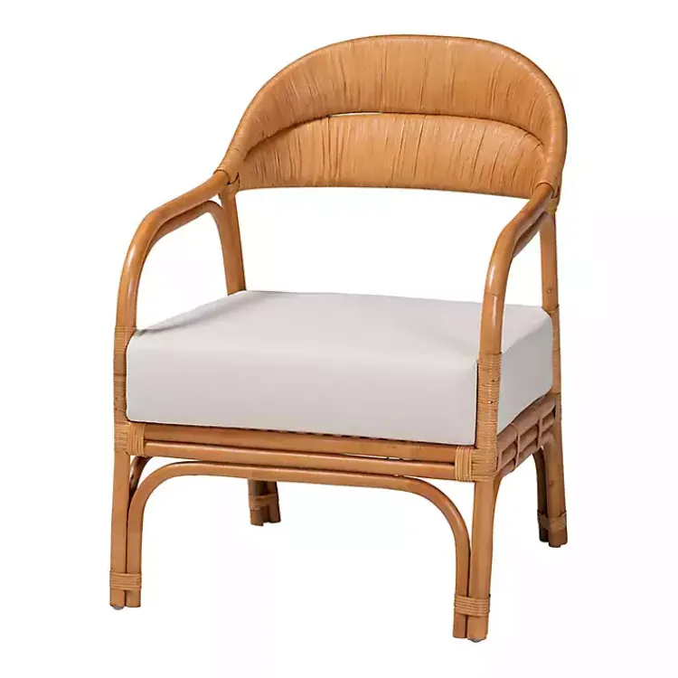Kirklands Home Accent Chairs|Light Honey Rattan Marisa Accent Chair Ivory