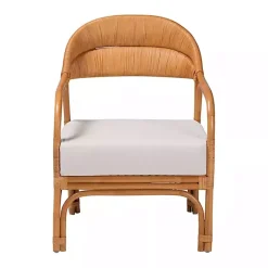 Kirklands Home Accent Chairs|Light Honey Rattan Marisa Accent Chair Ivory