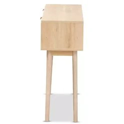 Kirklands Home Console Tables|Light Oak Rat and Wood Console Table Tan