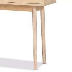 Kirklands Home Console Tables|Light Oak Rat and Wood Console Table Tan