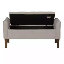 Kirklands Home Benches & Ottomans|Light Taupe Upholstered Blaire Storage Bench Tan