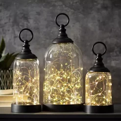 New Light Up Glass Cloches, Set of 3 Decorative Accents