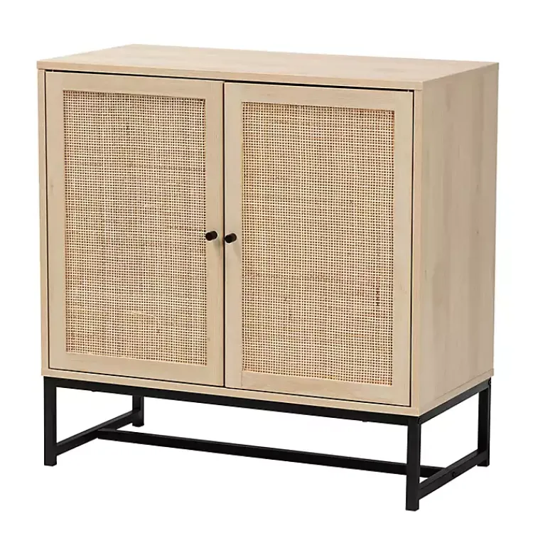 Kirklands Home Cabinets & Sideboards|Light Wood and Rat 2-Door Cabinet Tan