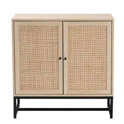 Kirklands Home Cabinets & Sideboards|Light Wood and Rat 2-Door Cabinet Tan