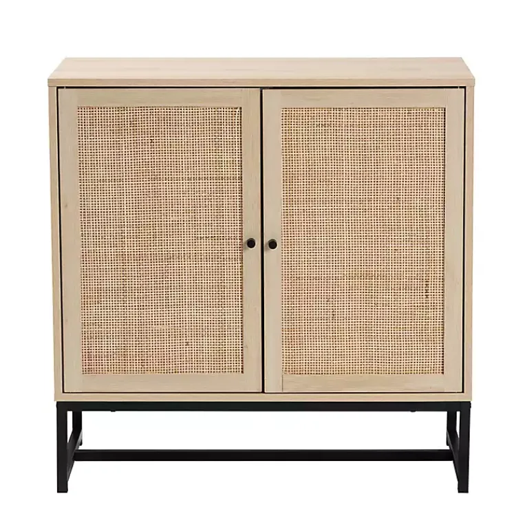 Kirklands Home Cabinets & Sideboards|Light Wood and Rat 2-Door Cabinet Tan