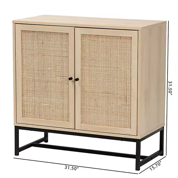 Kirklands Home Cabinets & Sideboards|Light Wood and Rat 2-Door Cabinet Tan