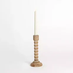 New Light Wood Spindle Taper Candle Holder, 11 in. Candle Holders