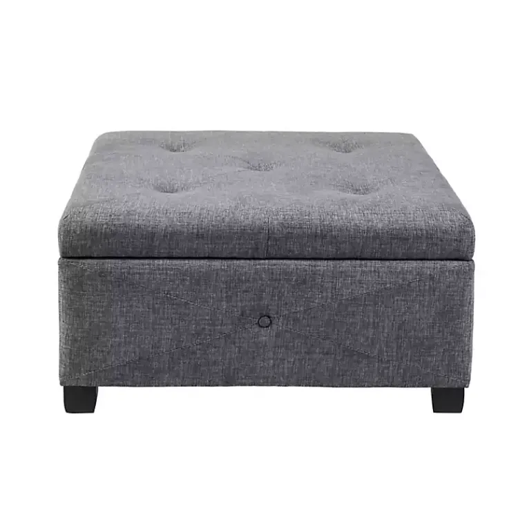 Kirklands Home Benches & Ottomans|Lila Tufted Charcoal Storage Ottoman Gray