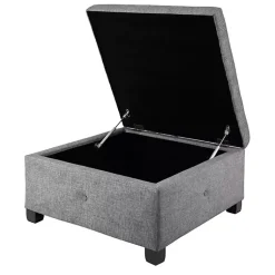 Kirklands Home Benches & Ottomans|Lila Tufted Charcoal Storage Ottoman Gray
