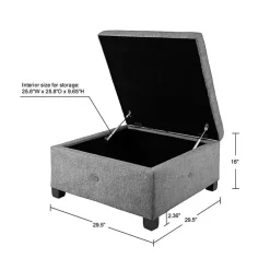 Kirklands Home Benches & Ottomans|Lila Tufted Charcoal Storage Ottoman Gray