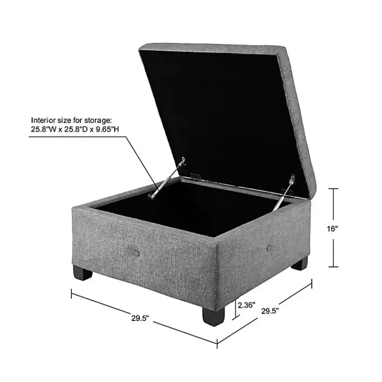 Kirklands Home Benches & Ottomans|Lila Tufted Charcoal Storage Ottoman Gray