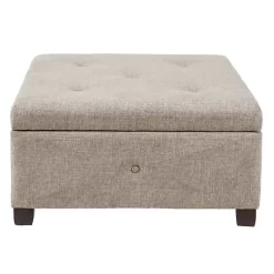Kirklands Home Benches & Ottomans|Lila Tufted Sand Storage Ottoman Tan