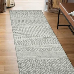 Kirklands Home Area Rugs|Lilia Gray Geo Stripe Flatweave Runner, 2x8